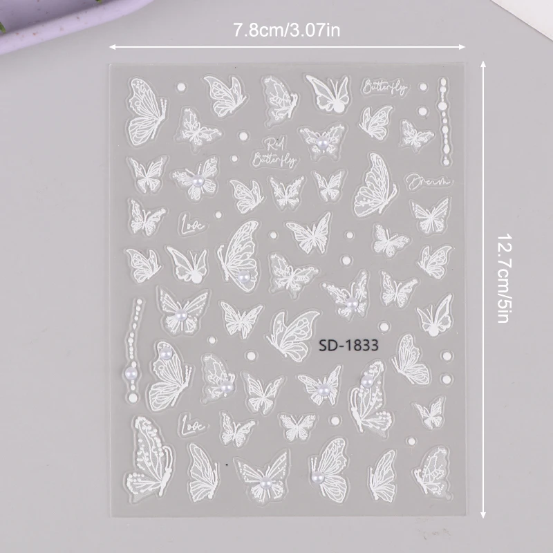 1 шт. DIY 3D бриллиант японский белый кружевной бант наклейка для дизайна ногтей