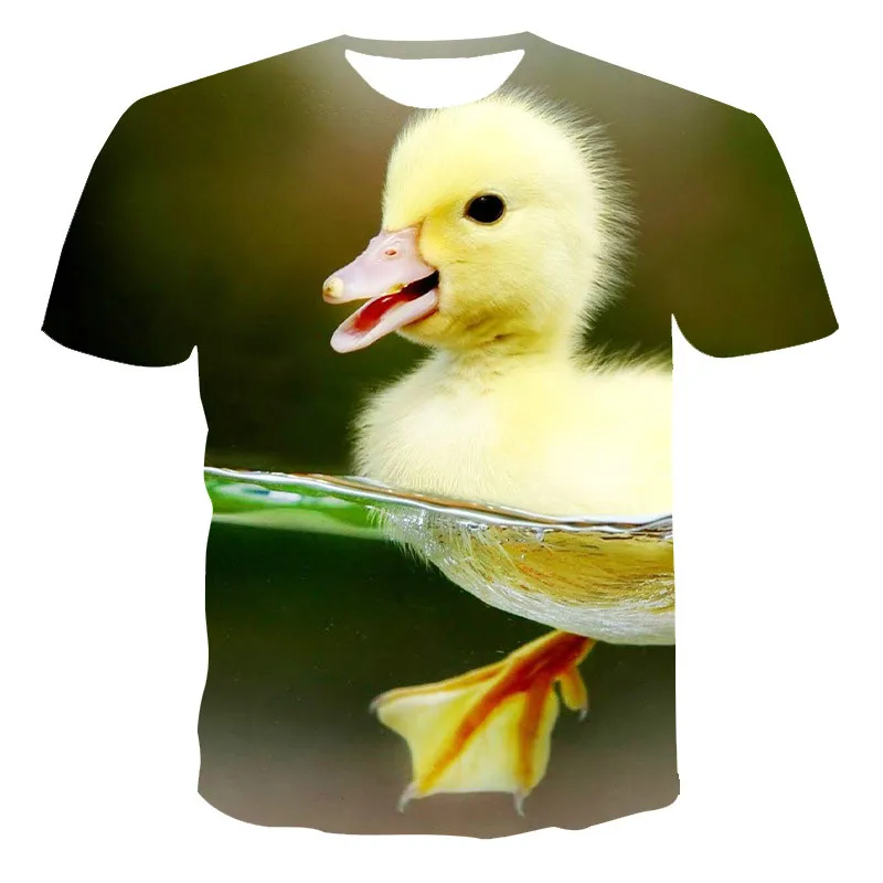 

2022 summer new men's short-sleeved T-shirt 3D duck print quick-drying casual wear
