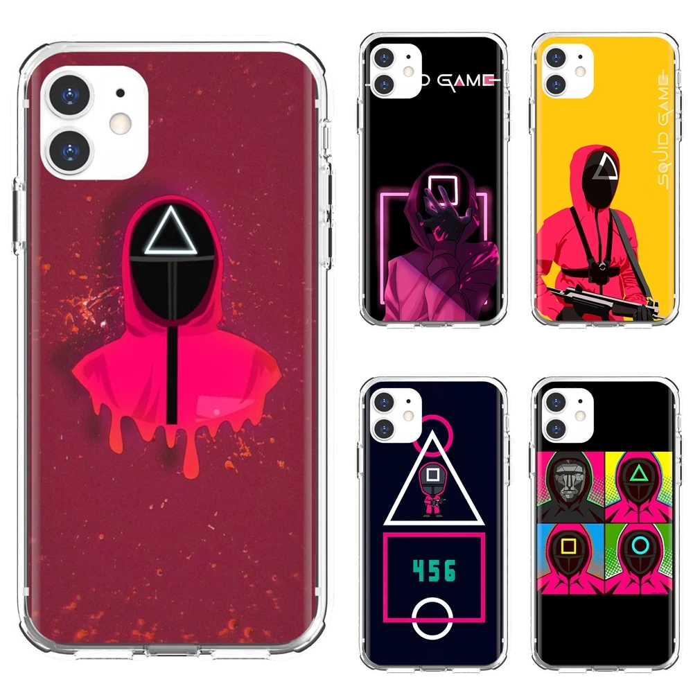

For iPhone 10 11 12 13 Mini Pro 4S 5S SE 5C 6 6S 7 8 X XR XS Plus Max 2020 TV Squid Game Silicone Phone Skin Cover