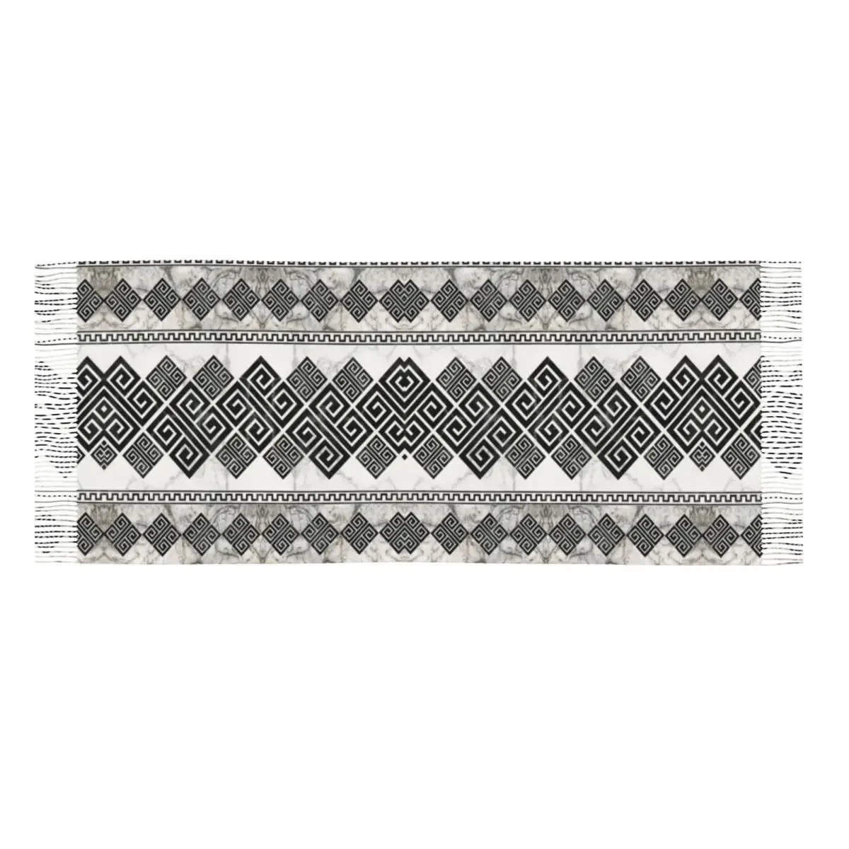 Шарф унисекс в виде греческого ключа длинный зимний и осенний теплый шарф с