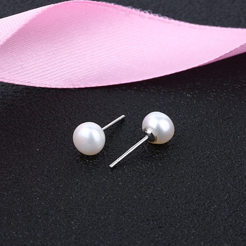 925 Sterling Silver Natural Freshwater Pearl White Purple Earrings Minimalist Ear Accessories For Ladies Fashion Jewelry Gift