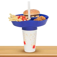 portion control plates2 in 1 reusable food tray snack bowl with straw hole put on beverage cup take out to go party reusable 2