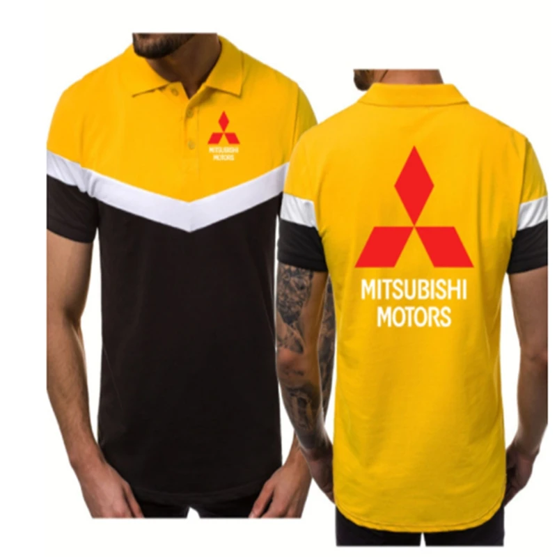 

Рубашка-поло мужская с принтом логотипа, хлопок, короткий рукав, повседневная, летняя модель Mitsubishi Motors