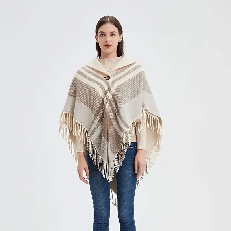 Новинка осенне-зимняя женская шаль грубая кисточка с петлей теплые накидки