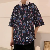 summer korean style ins fashionable printed loose casual short sleeved t shirt personalized cartoon half sleeve half sleeve men