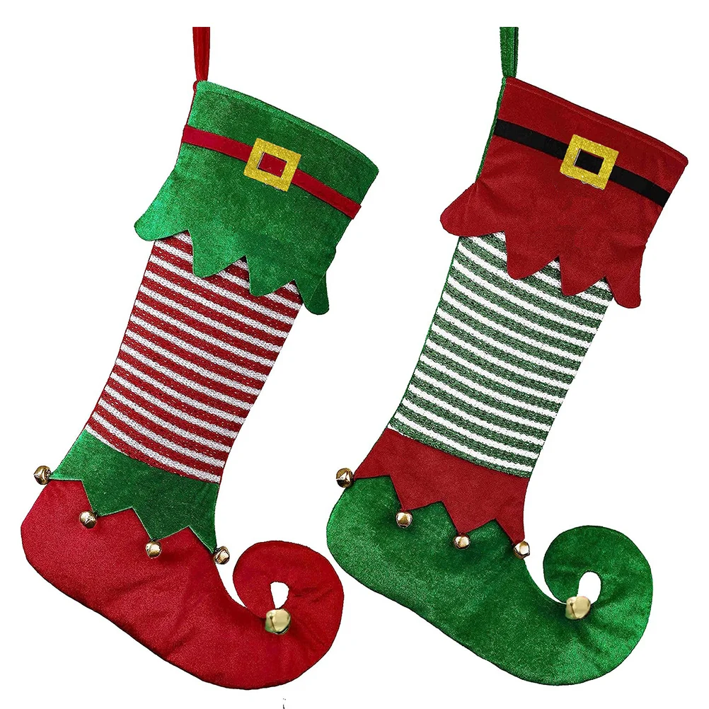 

2pcs Fairy Christmas Socks Xmas Elf Stockings Hanging Christmas Stocking Decor