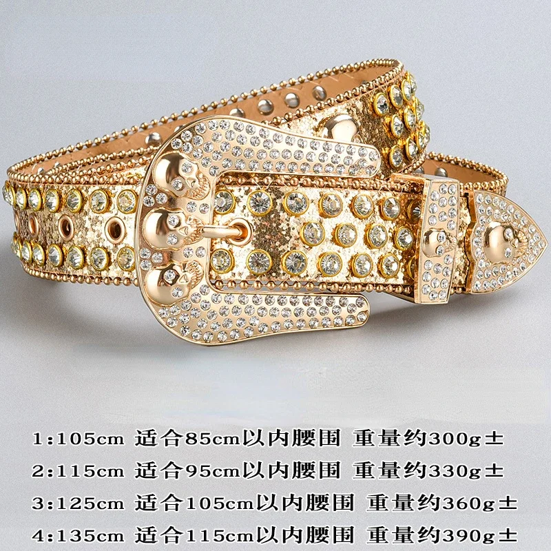 Модный темный ремень с инкрустацией стразами в виде черепа унисекс продвинутый