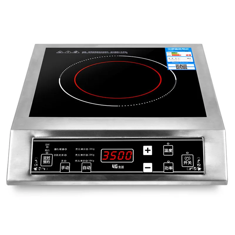 

3500W Home High Power Induction Cooker Commercial Flat Desktop Button Stainless Steel Soup Stir-fry220V