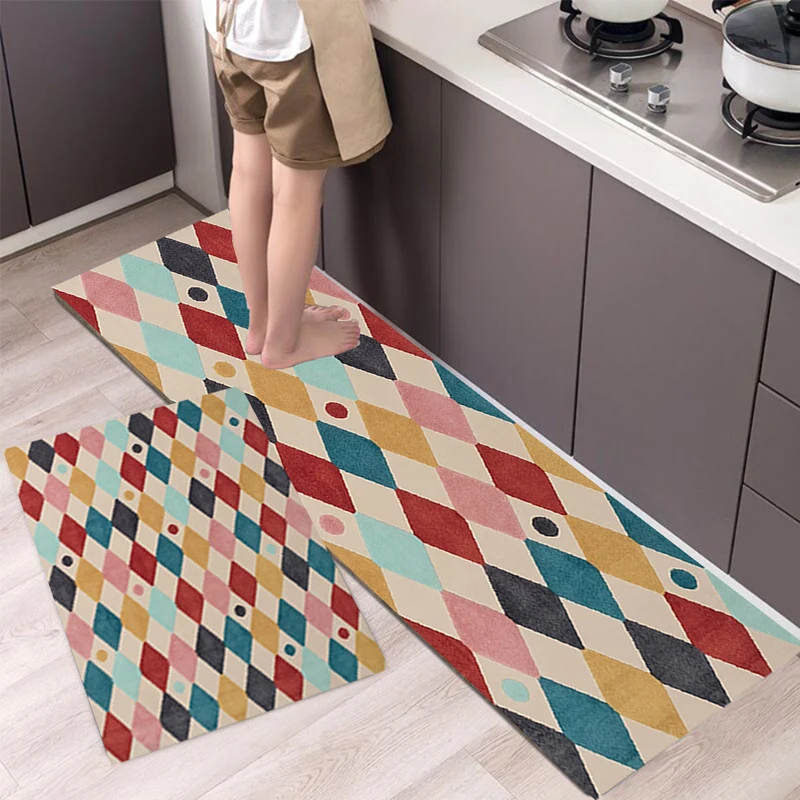 

Colorful Piald Bedroom Carpet Rugs Floor Non-Slip Tapices Kitchen Door Foot Mat Living Room Decoration Home Decor M139