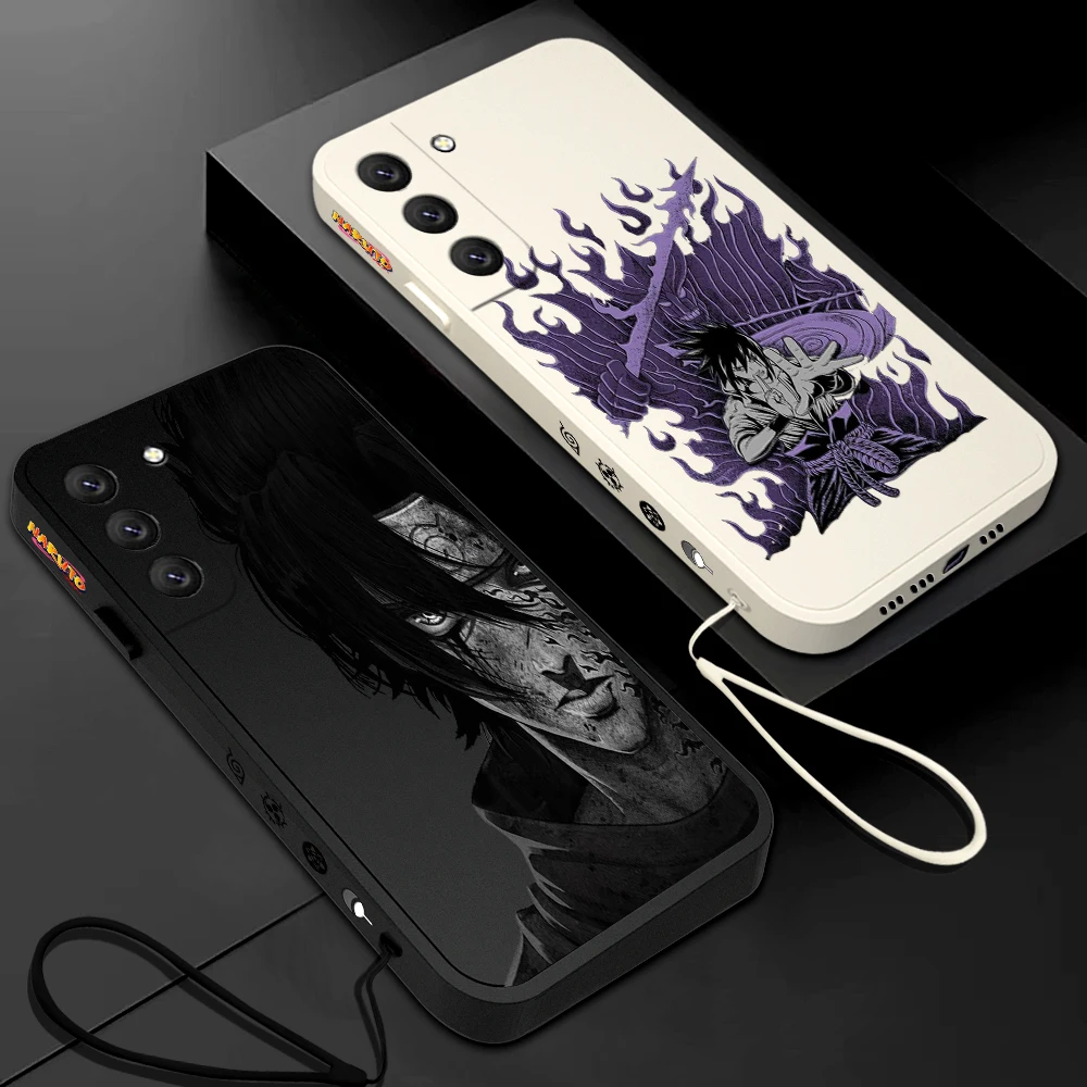 

NARUTO Uchiha Sasuke Phone Case For Samsung Galaxy S23 S22 S21 S20 Ultra Plus FE S10 4G S9 S10E Note 20 10 9 Plus With Lanyard