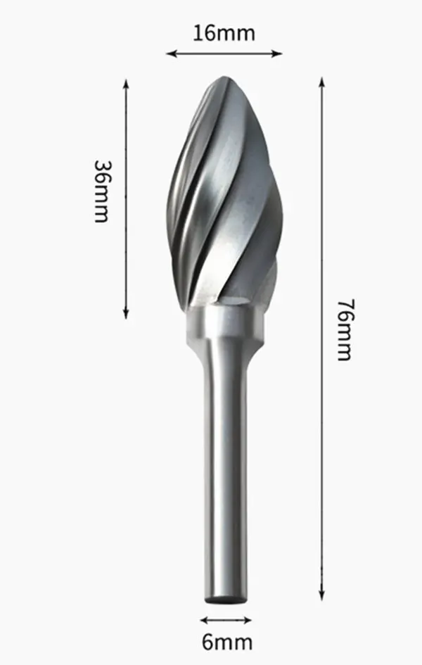 6mm Shank Coarse tooth Type H Carbide Burr Taper Bit Rotary File Milling Cutter Single Groove high efficiency for Hard Wood