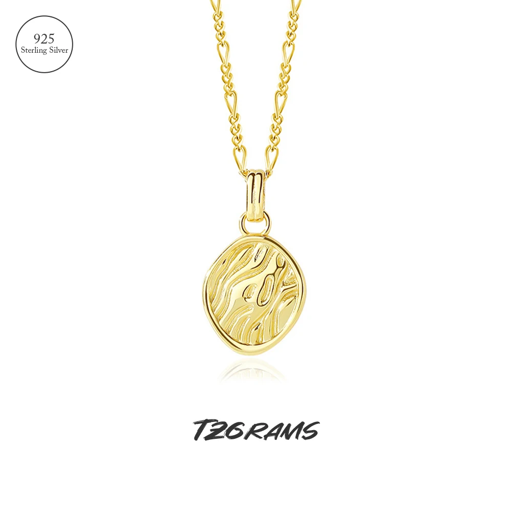 

925 Sterling Silver Simple Geometry Vintage Necklace Oval Coin Pendant Aesthetic Delicate Fine Jewelry Gift