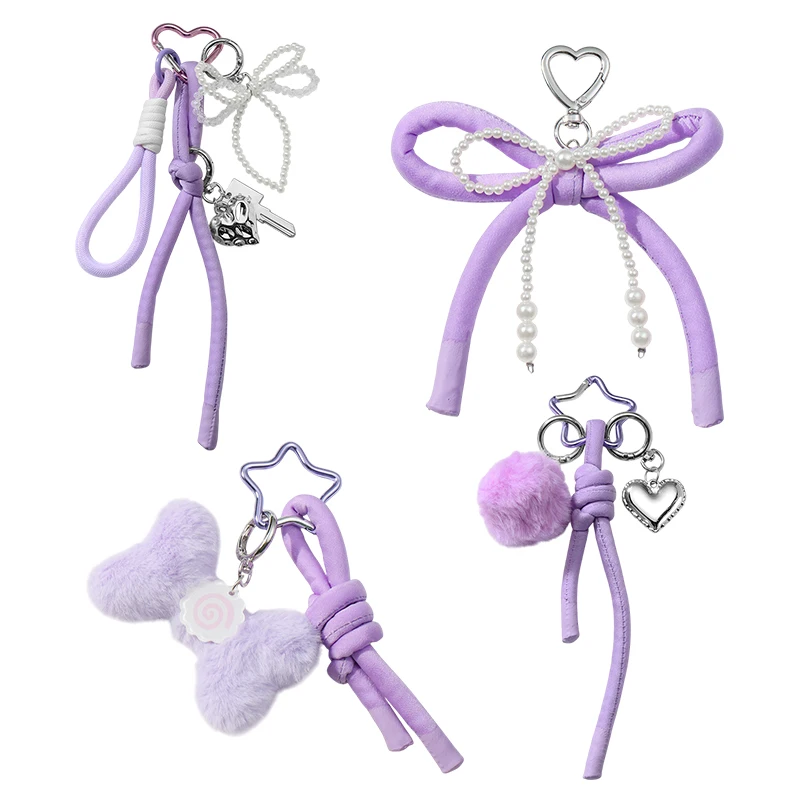 Keychain Y2k Rope Purple Handmade Bow Keyring Sweet Woven Rope Keychain Fashion Y2K ...