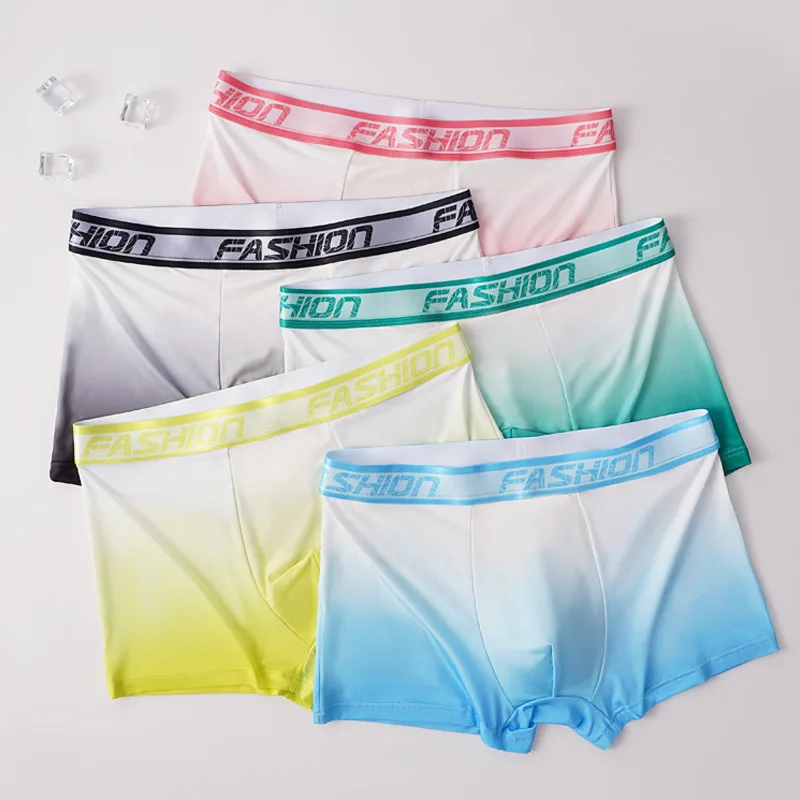 

Mens Boxers Ice Silk Underwear Men Gradient Boxer Shorts Boxing Pants Quick Dry Men Underpants Antibacterial Men's Panties