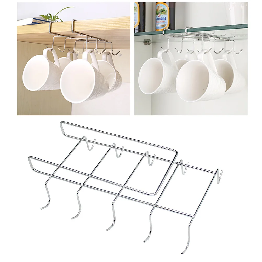 

1PC Multifunctional Kitchen Storage Rack Nails Free Design Cupboard Hanging Hooks Coffee Cup Storage Holder Dishes Racks