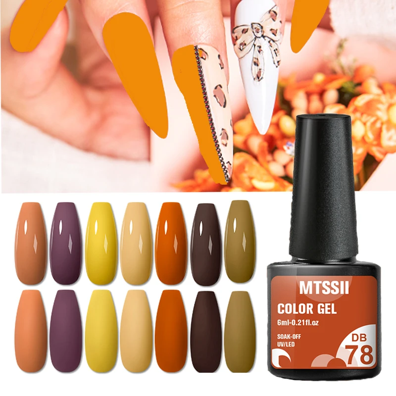 

Mtssii 6 мл осенний оранжевый тематический Гель-лак для ногтей Полупостоянный УФ-светодиодный Гель-лак отмачиваемый Маникюр для ногтей