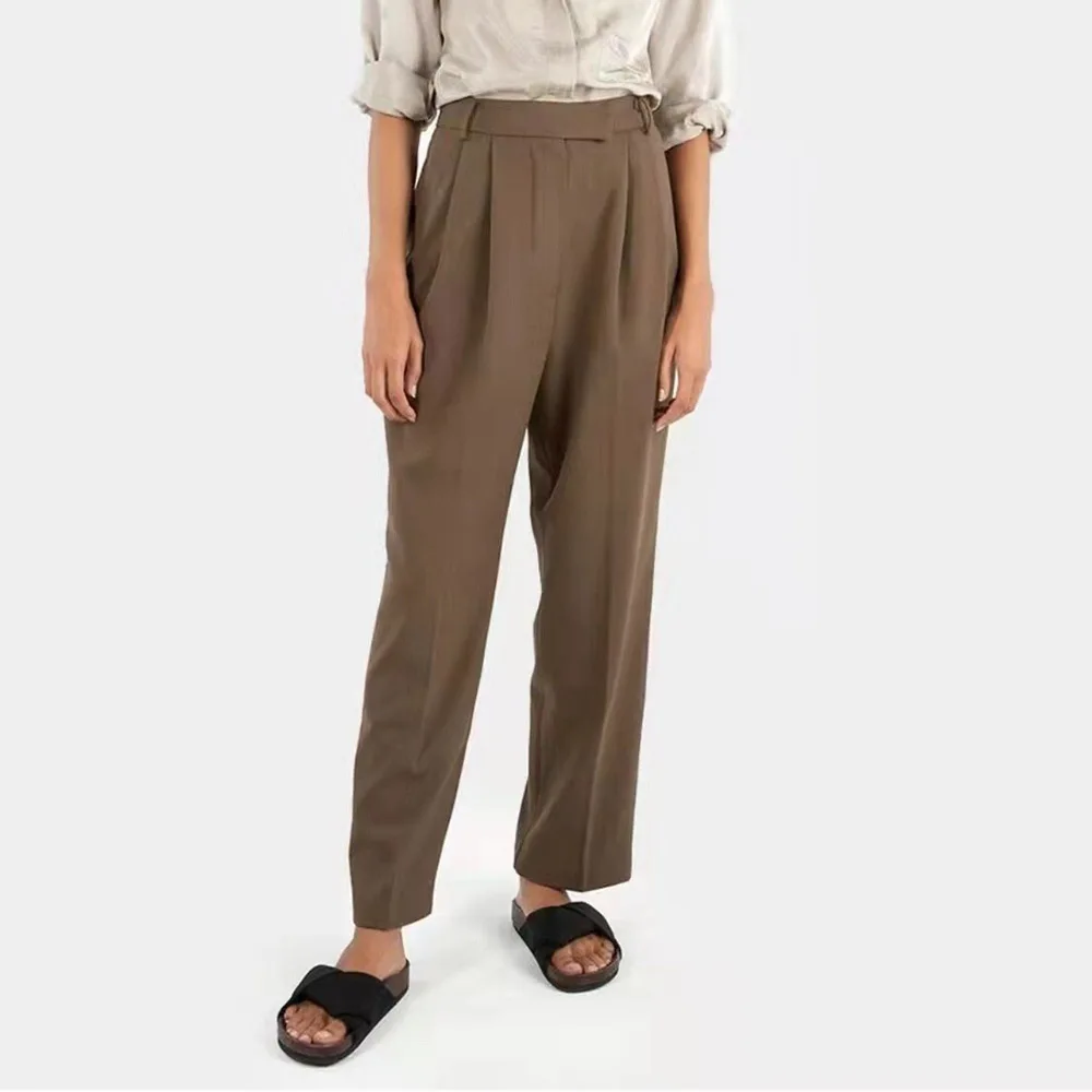 Fr@nkieShop Spring/autumn Ladies Suit Two Button Split Commuter Fashion Suit Coat High Waist Nine-point Suit Pants Casual Pants