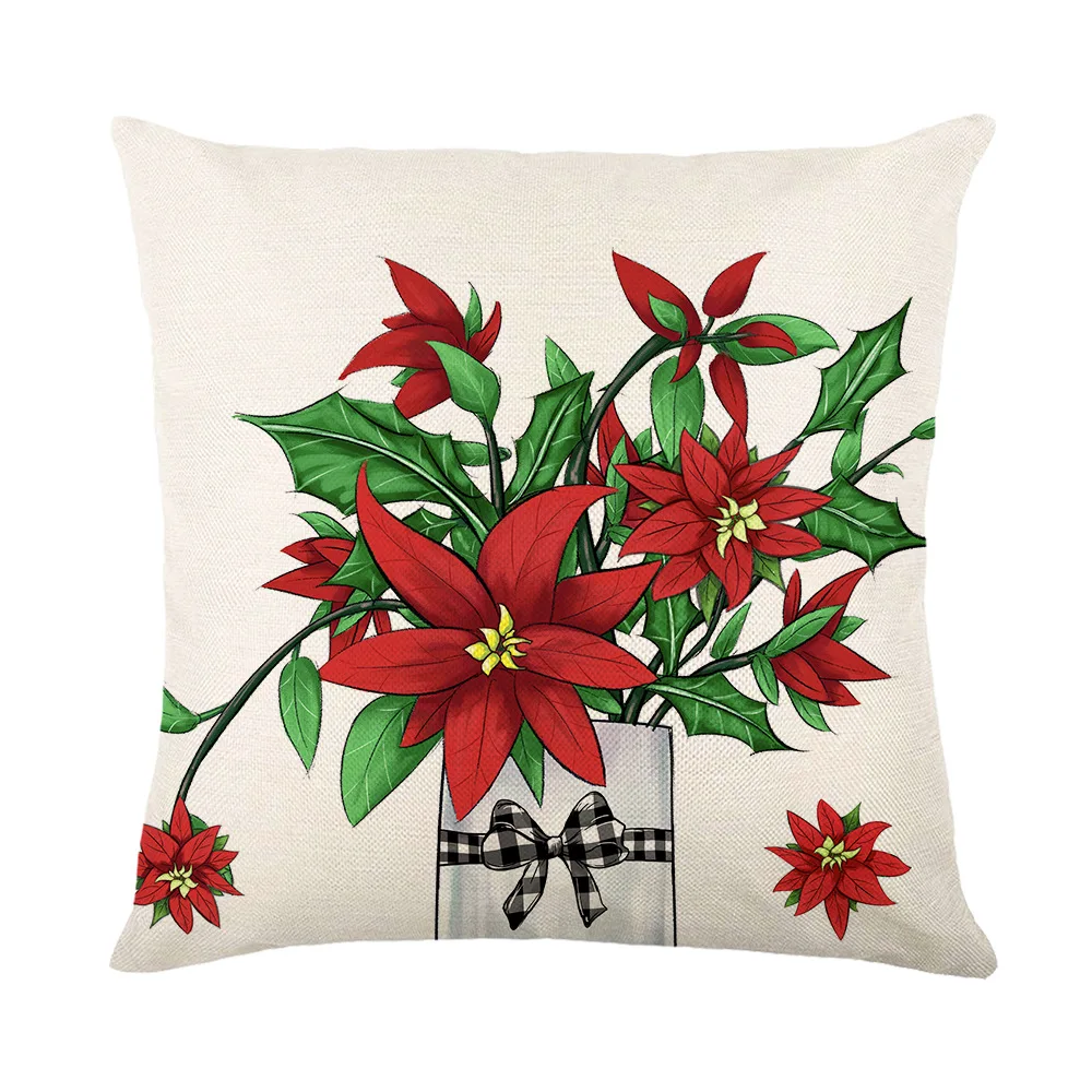 

Christmas Decor Pillowcase Christmas Decorations for Home Linen Cushion Cover Holiday Gifts Snowflakes Pillow Cover Let It Snow
