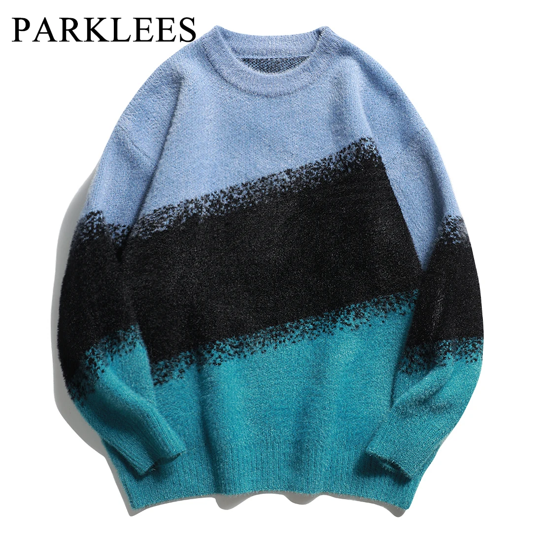 

Parklees мужские Разноцветные Лоскутные трикотажные топы 2022 новый пуловер с длинными рукавами свитера Осенняя Повседневная рубашка с круглым ...