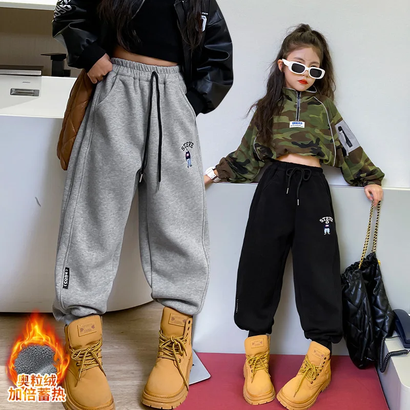 

Boys Plush Loose Pants 2022 Young Children's Thick Warm Trousers Girls Lined Fleece Trousers Sweatpants clothing