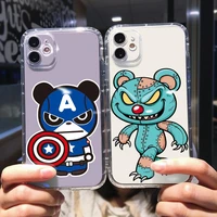 evil bear transparent case for iphone 6 x xr xs 7 7p 8 plus 11 12 13 max pro mini 6 6s se 2020 ytln luxury soft accessories