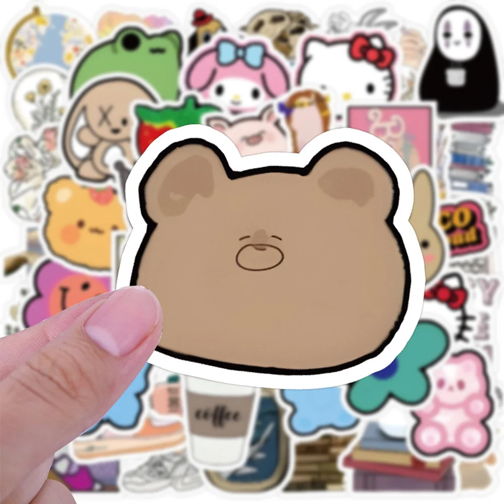 

100pcs Kawaii Cartoon Sanrio Stickers Aesthetic Hello Kitty Kuromi Decals Decorative Laptop Car Phone Kids Cute Sticker Toy
