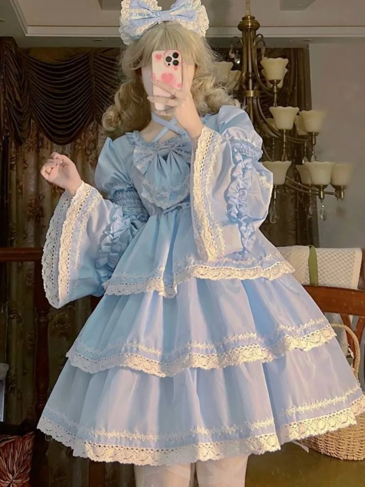 

Женское платье в стиле японской милой Лолиты, элегантное готическое платье со съемным рукавом, вечерние платья в викторианском стиле Harajuku Kawaii Vestidos