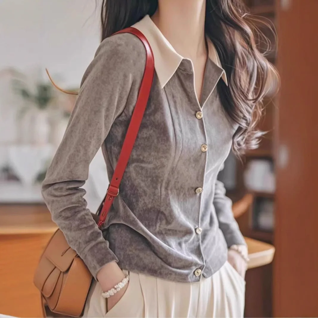 Осень-зима 2024 модная и уникальная шикарная верхняя рубашка в иностранном стиле