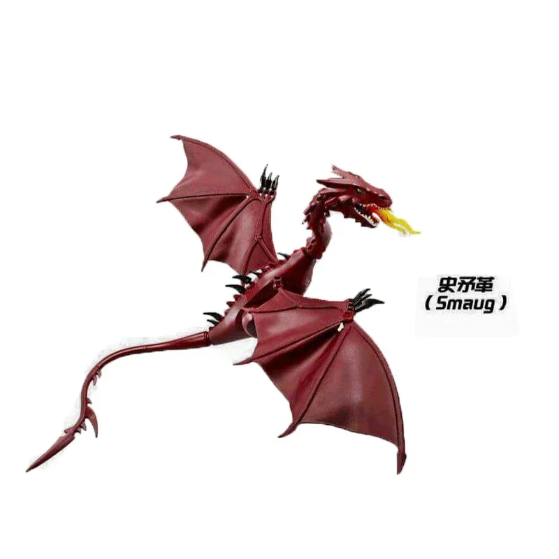Фото Креативные строительные блоки Red Smaug Flame Dragon, классические фильмы, фигурки героев, кирпичи «сделай сам», игрушки для детей, рождественские подарки №3