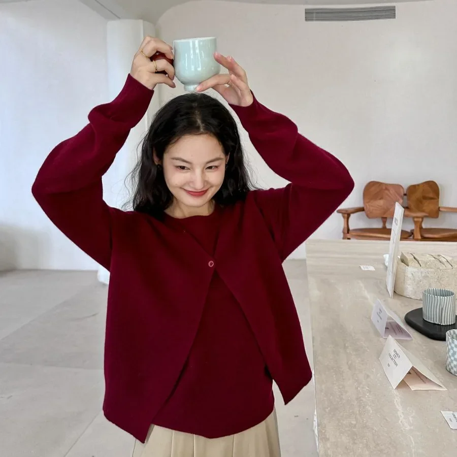 DIGMA осень/зима корейский стиль простой элегантный высококачественный шерстяной