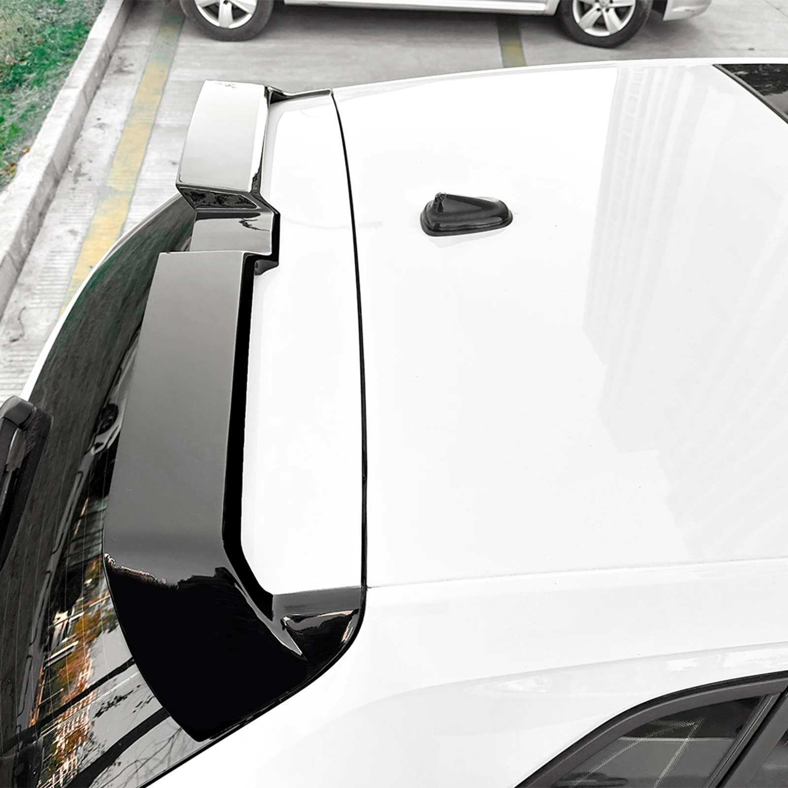 Фото Задняя крышка багажника, спойлер на крышу, крыло, губа для Volkswagen VW Polo MK6 2019-2025, глянцевый черный/углеродное волокно, хвостовой верхний сплиттер №5