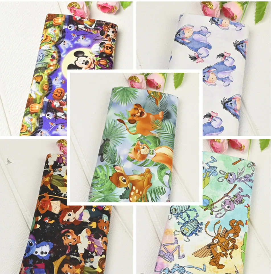 Хлопчатобумажная ткань Дисней Рождество Хэллоуин Микки Минни принцесса Ститч