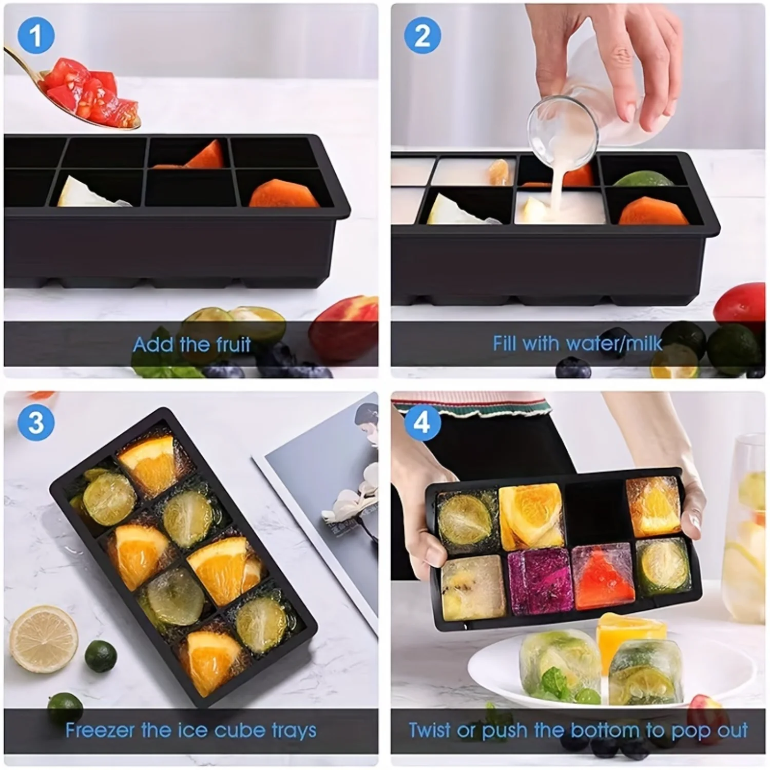 Силиконовая форма для изготовления кубиков льда с крышкой бытовой ящик