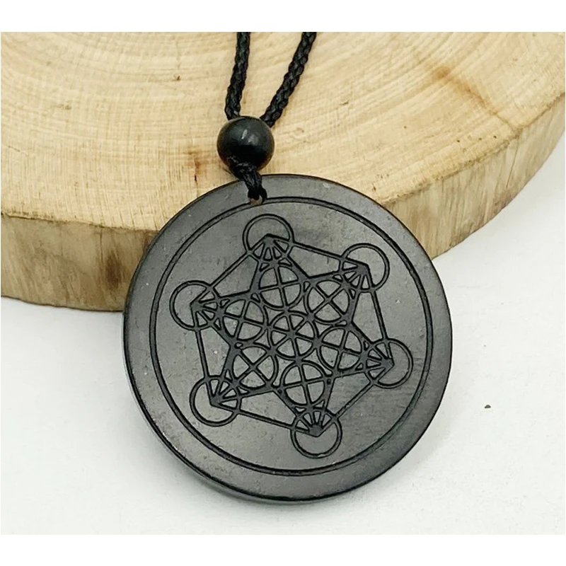 Кубический кубик Metatron Shungite Подвеска Ожерелье аутентичный каменная подвеска