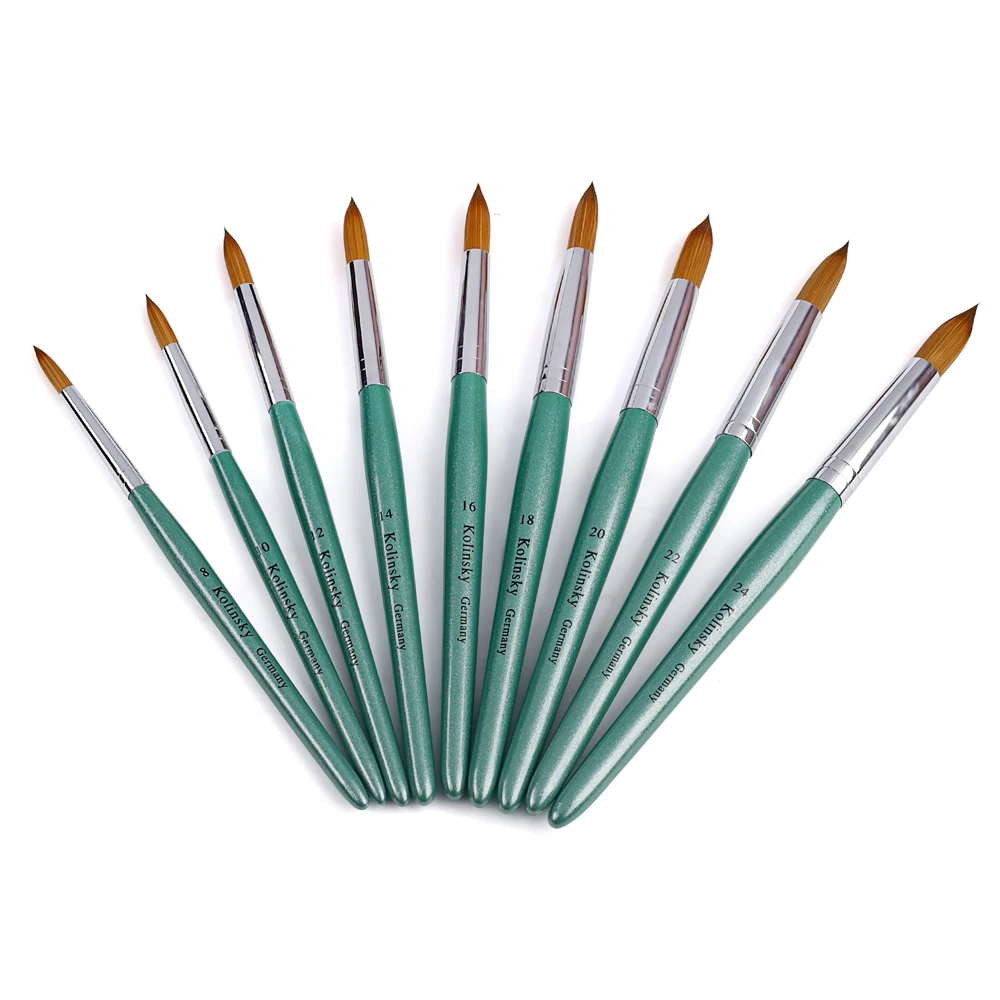 

50% Kolinsky High Quality Nail Brush Red Wooden Handle Acrylic Nail Brushes 50% Nylon Drwaing Pen Nails Art Tools
