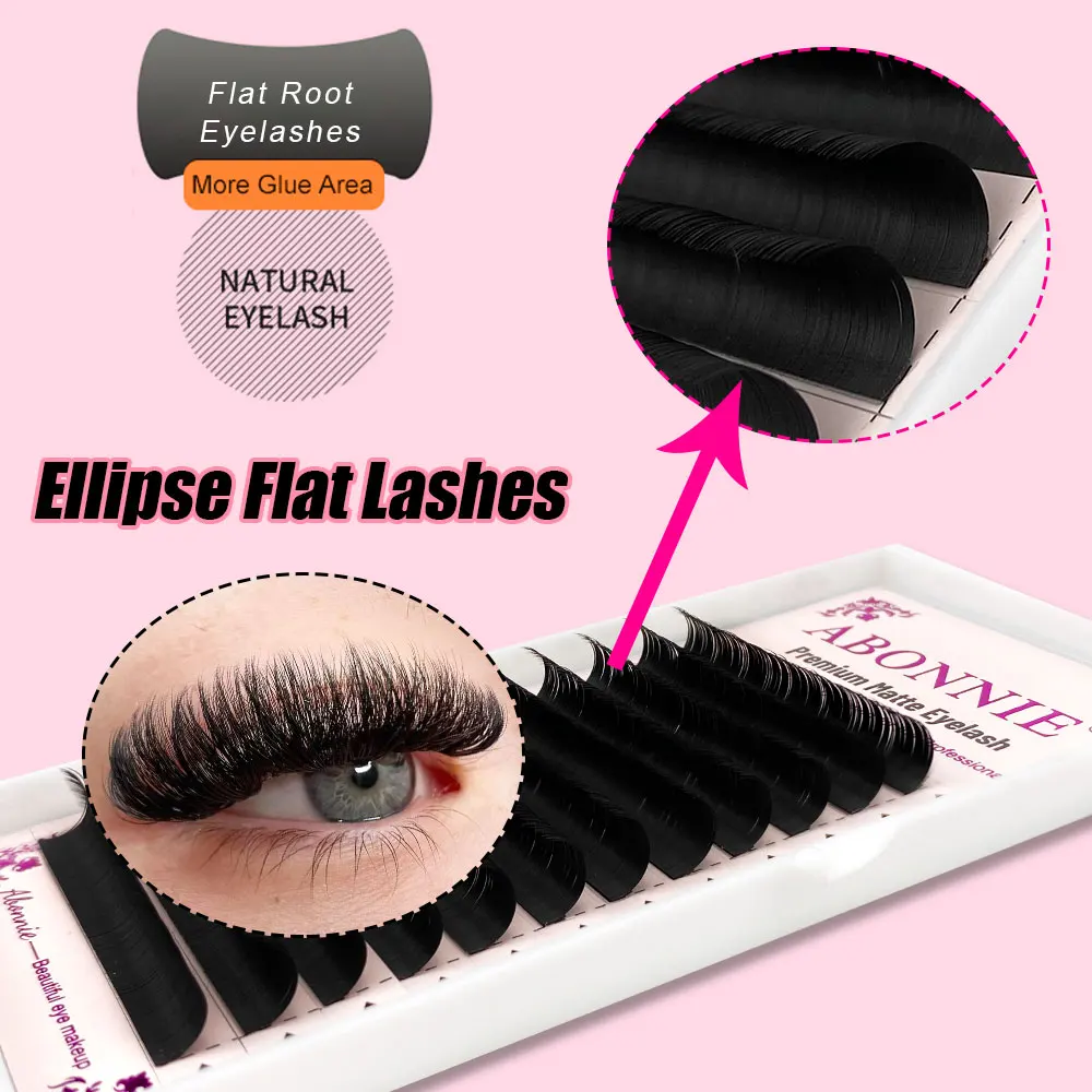 

Abonnie Split Tips Ellipse Flat Eyelashes Extensions Matte Volume Individual Eyelashes All Size Cilios