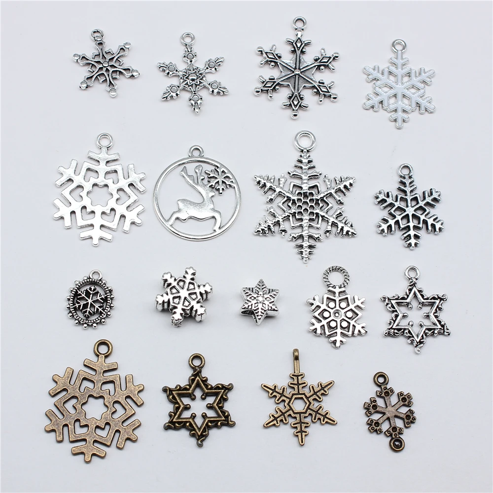 

10pcs Mixed Christmas Snowflake Charms Pendants For Jewelry Making Diy Handmade Jewelry