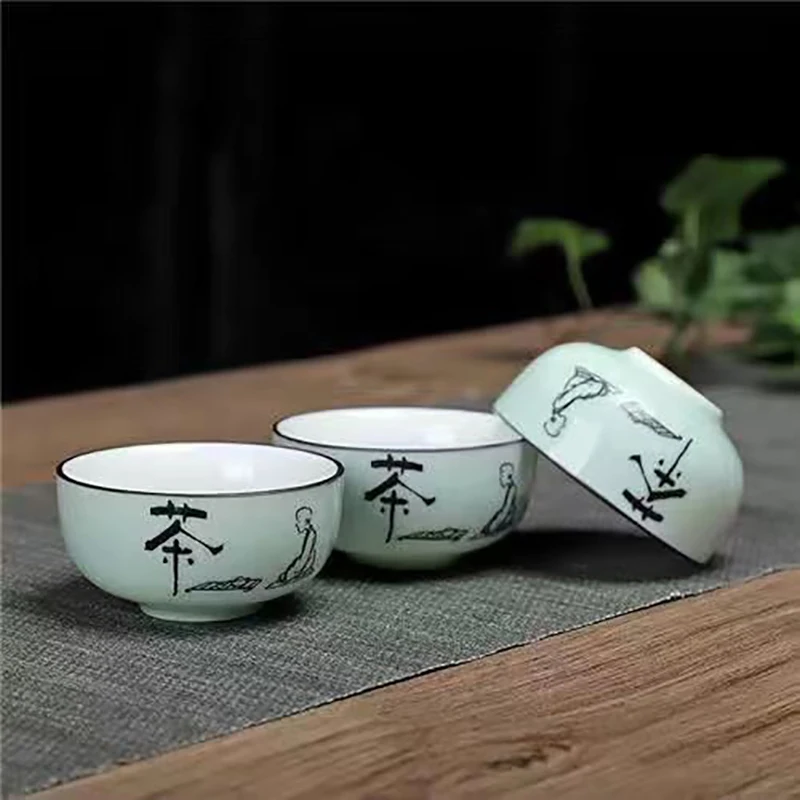 

3 шт., набор чайных чашек кунг-фу, набор для грубой керамики, керамические чашки и кружки, японская кружка, чашка Цзиндэчжэнь, чашка, чашка, пуэр