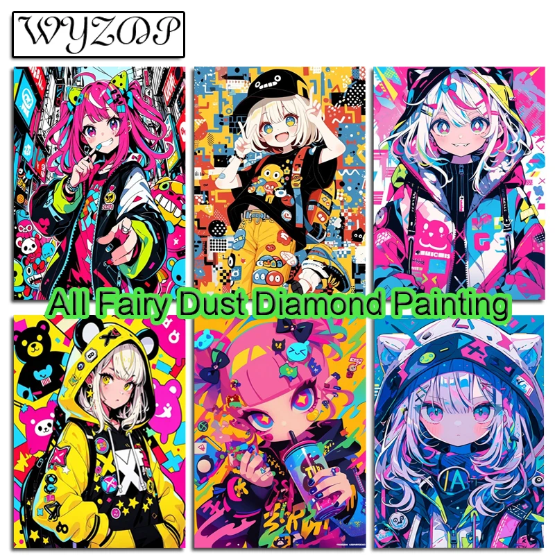 Diy Fairy Dust Diamond Painting Kit Мультяшная девушка Полный алмазный вышивка крестиком
