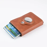 airtag wallet leather rfid pu card holder with apple airtags case slim anti lost anti scratch protective card bag for airtag