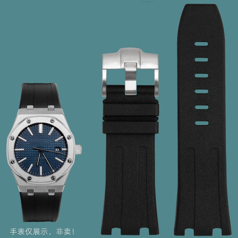 

28mm pin buckle is suitable for AP Royal Oak Offshore series mechanical watch with waterproof men's fluororubber bracelet