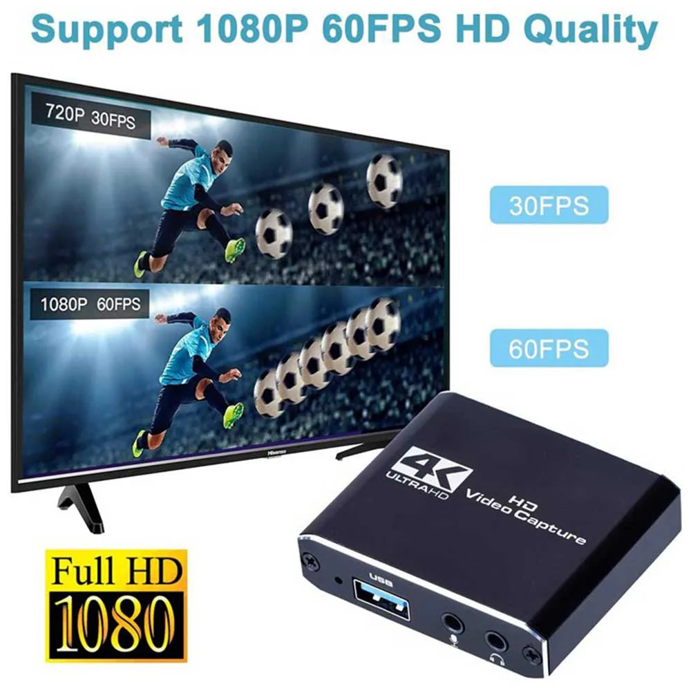 

4K Video Capture Card For Live Streaming 1080P 4K USB3.0 HDMI Video Capture Device Switch Game For PS4 Xbox Recording Box