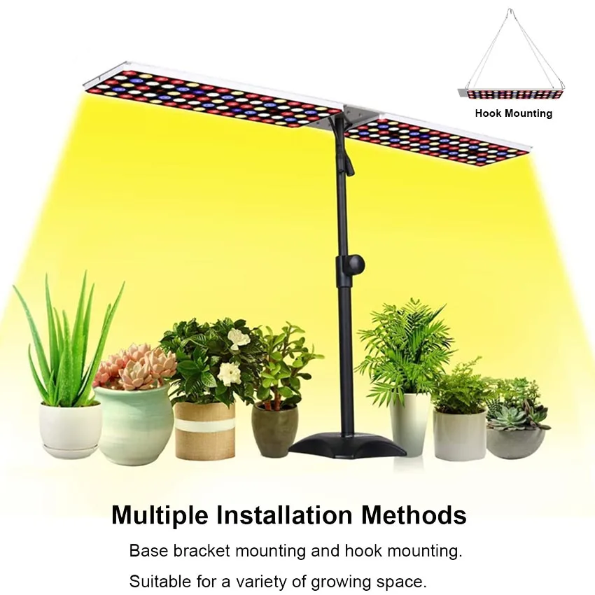 200W LED Telescopic Pole Stand Plant Light Full Spectrum with Timing Function hanging Grow Light Lamp Seedlings Flower Home Tent