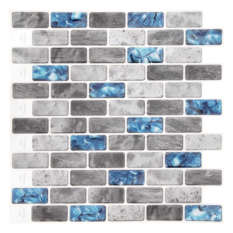 

Vivid Tiles Blue Peel And Stick Tiles 3D Brick Effect Waterproof Kitchen Backsplash Decor Self Adhesive Wallpaper