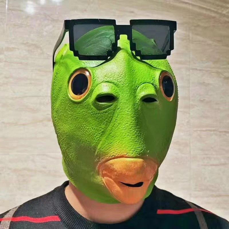 Креативная пластиковая зеленая рыбья голова маска монстра игрушка скульптура из