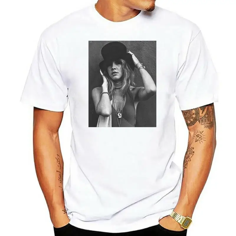 

Fashion Stevie Nicks Top Hat Mens Personality White T-Shirt Hot 2018 Summer Men'S T Shirt Fashion Men Lastest