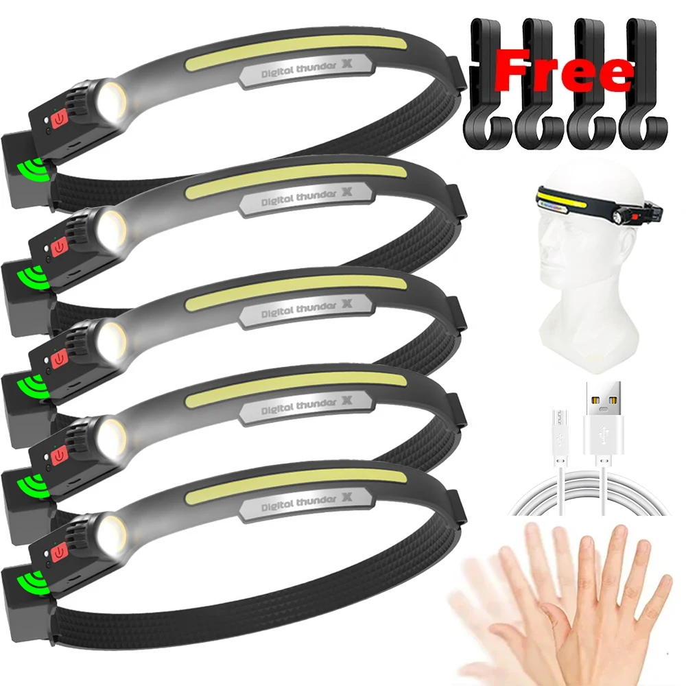 Фонарь налобный Аккумуляторный со встроенным аккумулятором и зарядкой ...