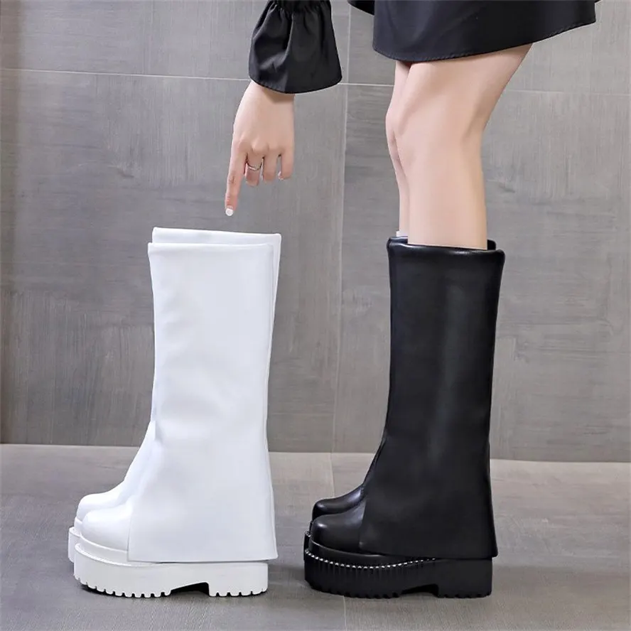 Женские мотоциклетные высокие сапоги до колена из натуральной кожи