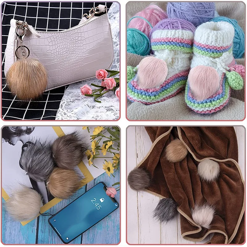 

20 Pieces DIY Faux Fox Fur Fluffy Pom Pom With Elastic Loop For Hats Keychains Scarves Gloves Bags Accessories