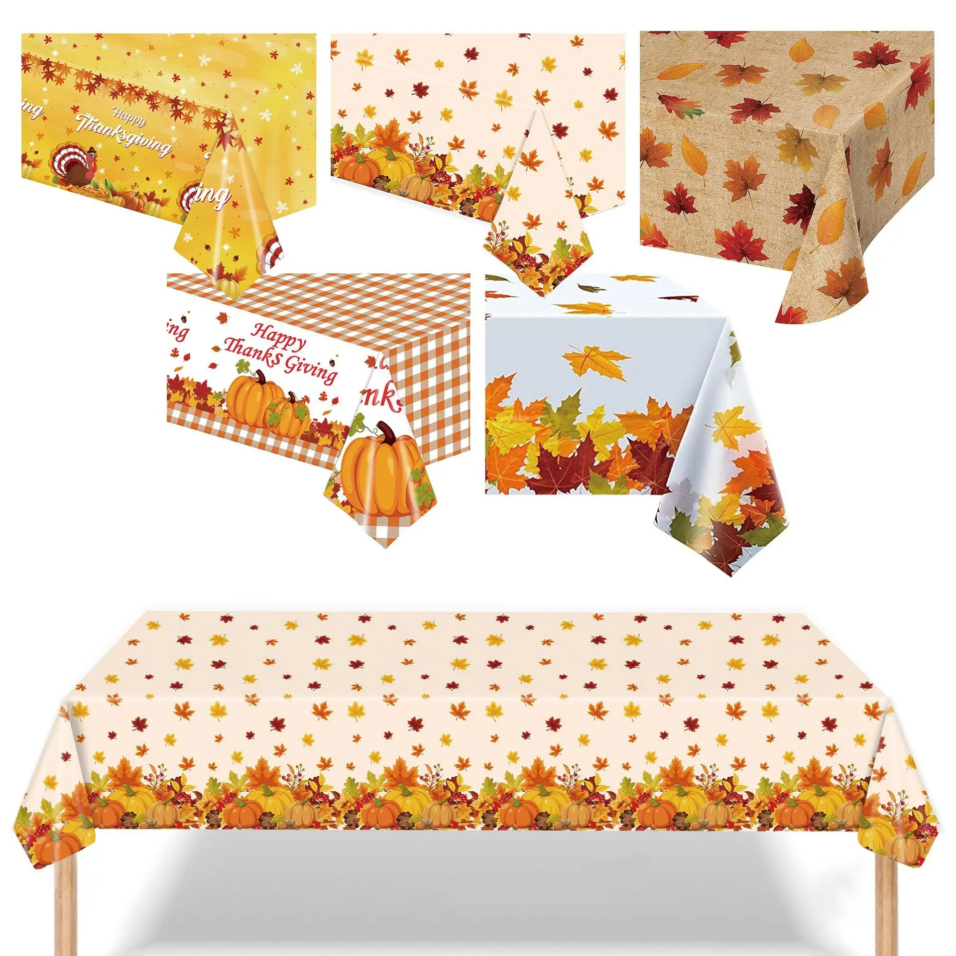 

Thanksgiving Festive Turkey Pumpkin Maple Leaf Theme Party Decorations Disposable Table Cloth Tablecloth